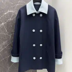 dior contrast color matching navy blue windbreaker jacket