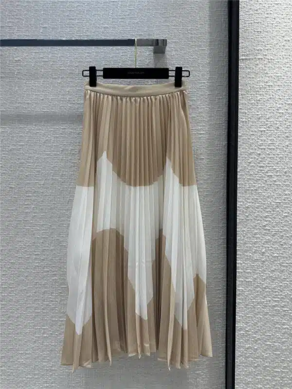 louis vuitton LV color block pleated long skirt