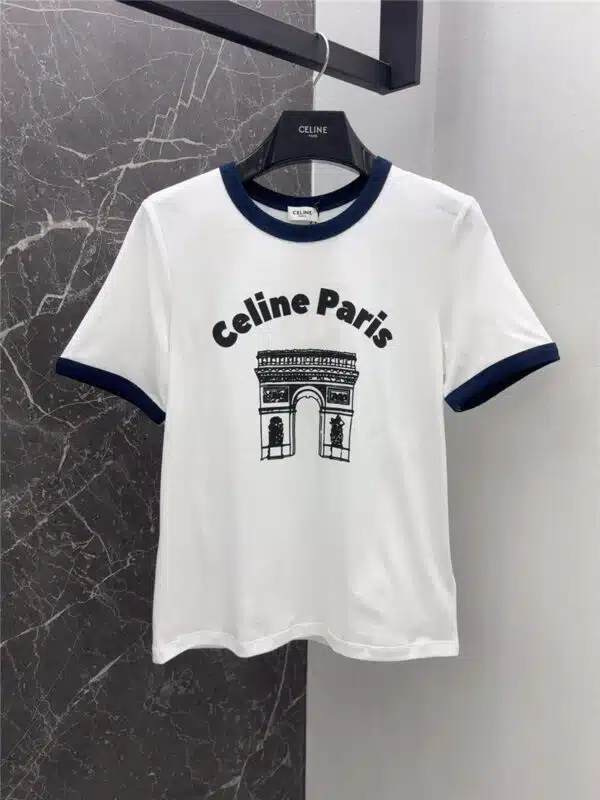 celine printed round neck short-sleeved T-shirt