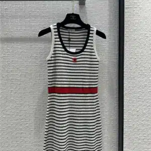 chanel color block striped knitted sundress