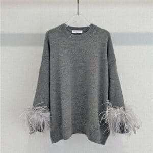 valentino cuff feather sweater