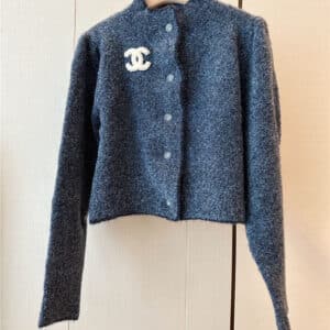 chanel new wool circle yarn stand collar cardigan