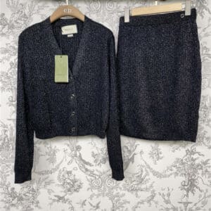 gucci new sequin V-neck knitted cardigan skirt suit