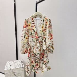 zimm new floral pattern linen dress