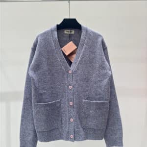 miumiu new style pocket V-neck knitted cardigan