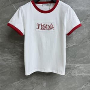 dior letter embroidered T-shirt