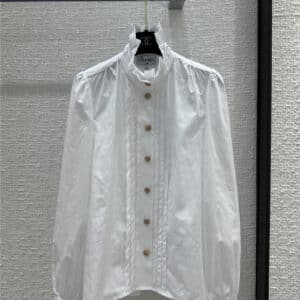 chanel palace style pleated stand collar shirt