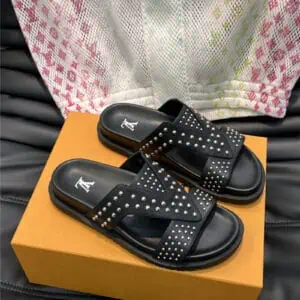 Louis Vuitton LV genuine leather men's slippers