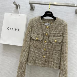 celine gold thread tweed jacket