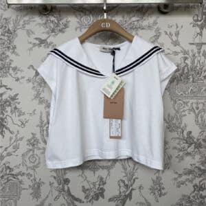 miumiu new navy collar sleeveless T-shirt