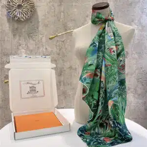 Hermès hand-rolled twill silk square scarf