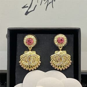 chanel ruby gold shell diamond earrings earrings