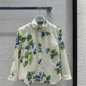 prada fresh leafy floral silk shirt
