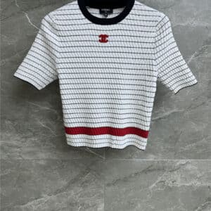 chanel striped knitted short sleeves