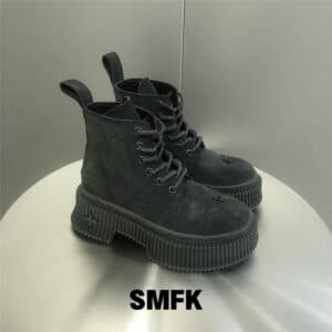 smfk cow suede thick-soled lace-up short boots Martin boots