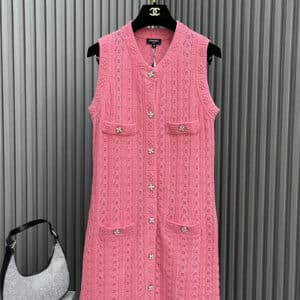 chanel hollow knitted vest dress