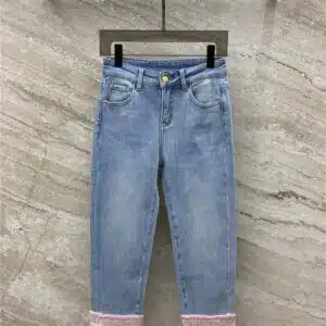 miumiu lambswool paneled straight-leg fleece jeans