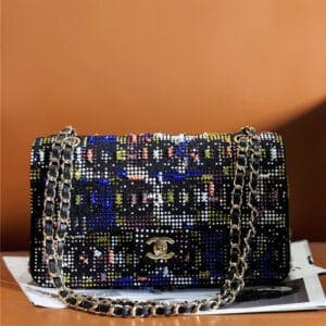 chanel limited edition embroidered twill CF bag