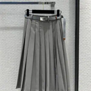 prada preppy gray pleated long skirt