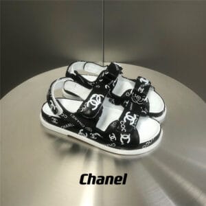 chanel velcro beach sandals