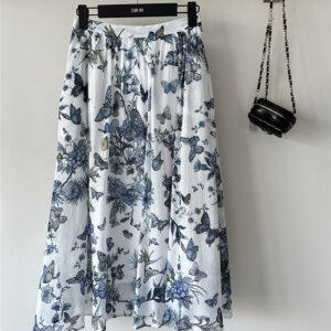 dior sweet pastoral style blue butterfly skirt