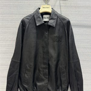 miumiu overzise silhouette jacket leather jacket
