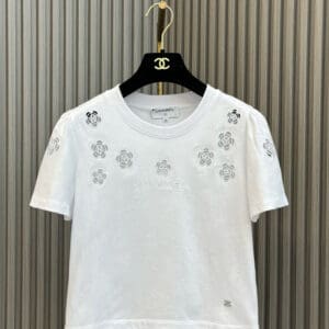 chanel flower hollow T-shirt