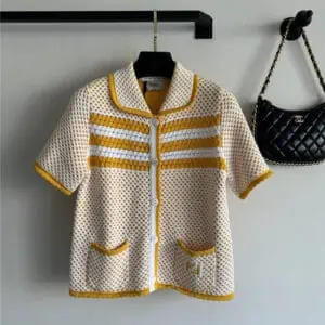 fendi lapel knitted cardigan