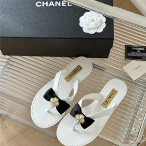 chanel new flip-flop bow slippers