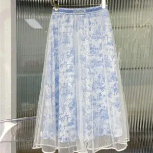 dior new lace printed double layer long skirt