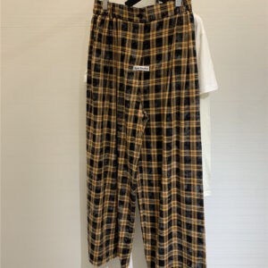 Checked cotton casual trousers