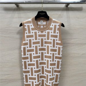 Hermès mosaic hanging knitted wool vest top