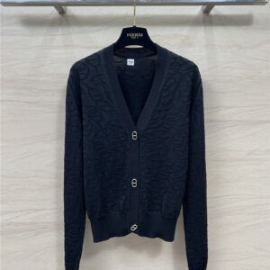 Hermès classic chain concealed floral V-neck knitted cardigan