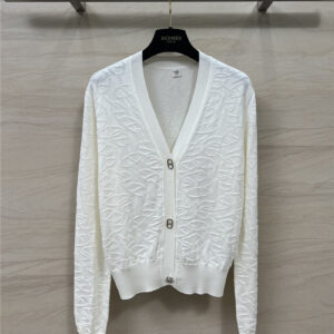 Hermès classic chain concealed floral V-neck knitted cardigan
