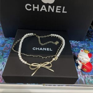 chanel bow double layer necklace
