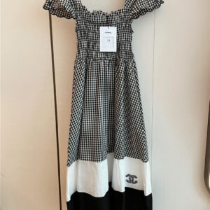 chanel French color block plaid dress