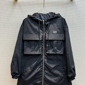 miumiu hooded work style windbreaker jacket