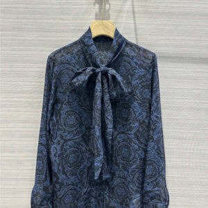 versace premium midnight blue printed silk shirt