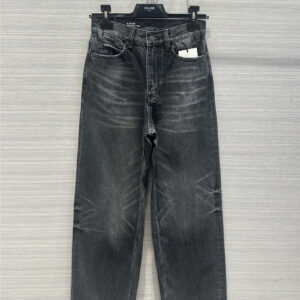 celine water-milled ash heavy-duty washed jeans