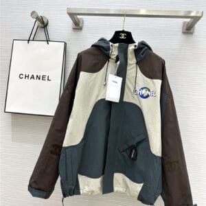 chanel hooded fashionable contrast coat