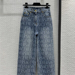 versace letter print washed jeans