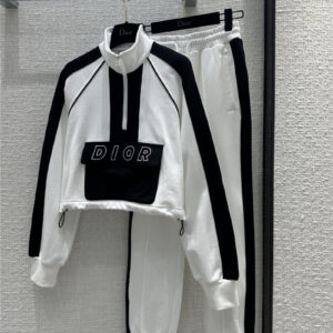 dior black and white color block sweatshirt suit