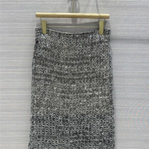 BC fish scale sequined knitted long skirt