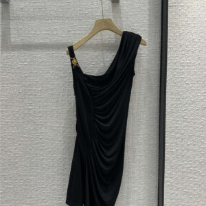 versace irregular draped black dress