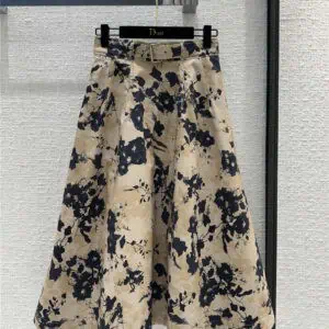 dior black floral khaki skirt