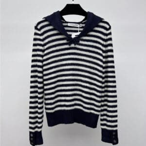 dior navy collar striped sweater