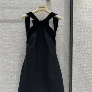 miumiu velvet bow formal backless wool dress