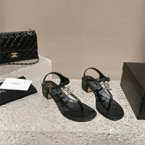 chanel latest colorful pearl buckle classic thong sandals