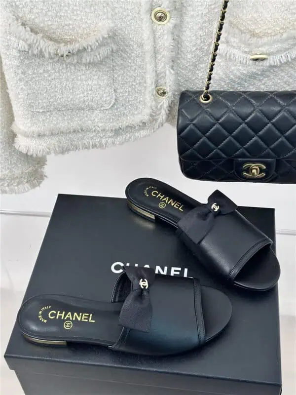 chanel new bow slippers