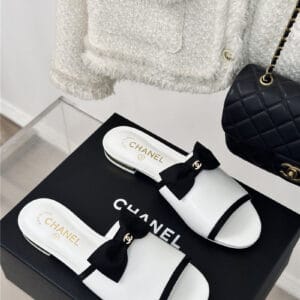 chanel new bow slippers
